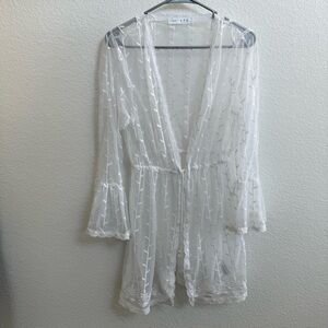 Elegant Sheer White Lace Robe